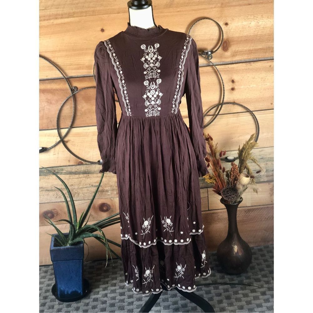 Embroidered Peasant Dress